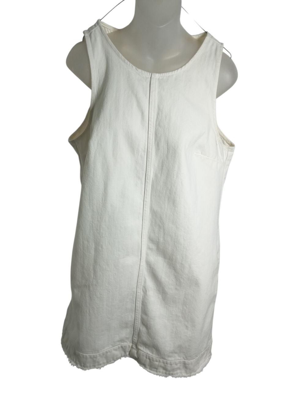 J.Crew Cream Sleeveless Pullover Mini Dress Frayed Hem Shift - Picture 3 of 8